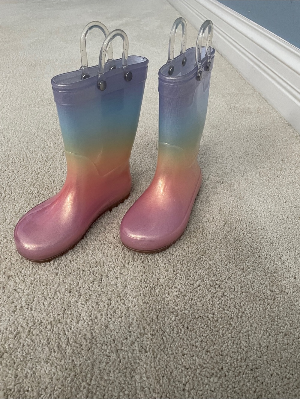 Cat & Jack Kids Rainbow Ombre Rain Boots - Pink, Peach, Yellow, Blue, Purple